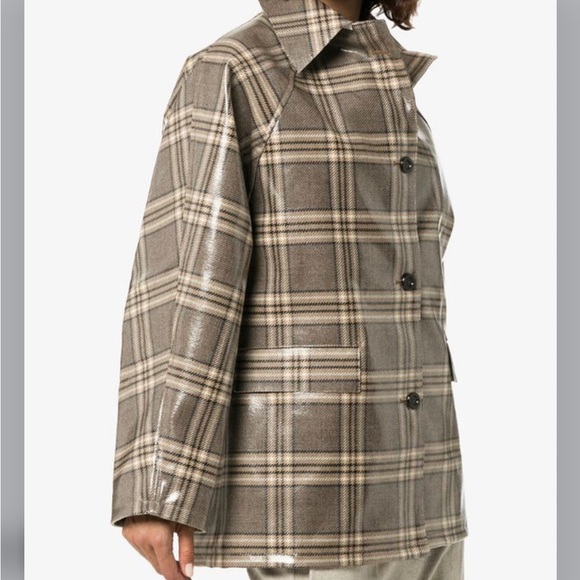 KASSL Editions point collar coated plaid raincoat - Picture 3 of 11